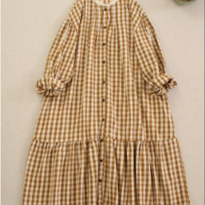 甘い 長袖のゆったり とした レトロ ワンピース