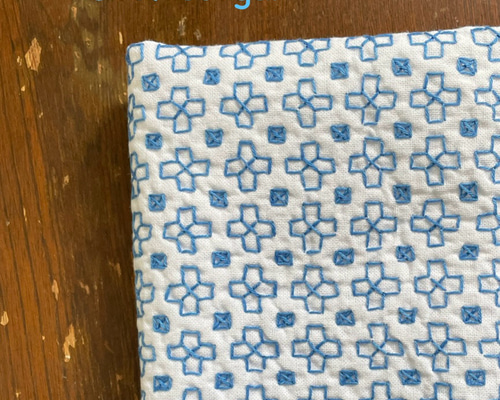 変わり花十字刺し子ふきん／青 ランチョンマット 86bluesugar