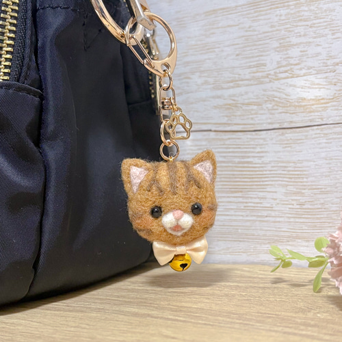 うちの子にゃんずフェイスキーホルダー 羊毛フェルトのうちの子