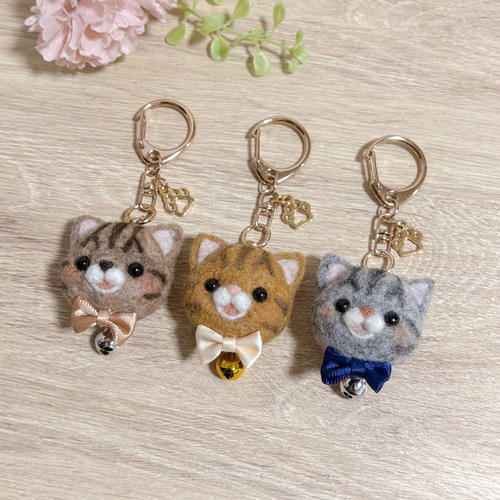 うちの子にゃんずフェイスキーホルダー 羊毛フェルトのうちの子