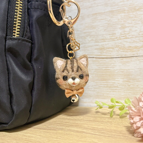 うちの子にゃんずフェイスキーホルダー 羊毛フェルトのうちの子