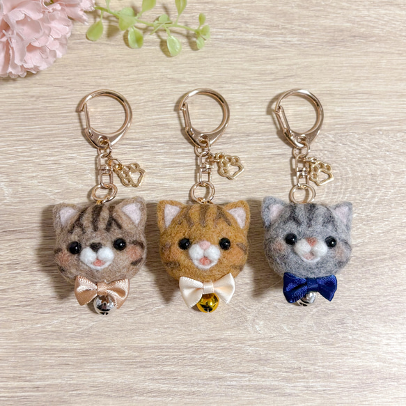 うちの子にゃんずフェイスキーホルダー 羊毛フェルトのうちの子