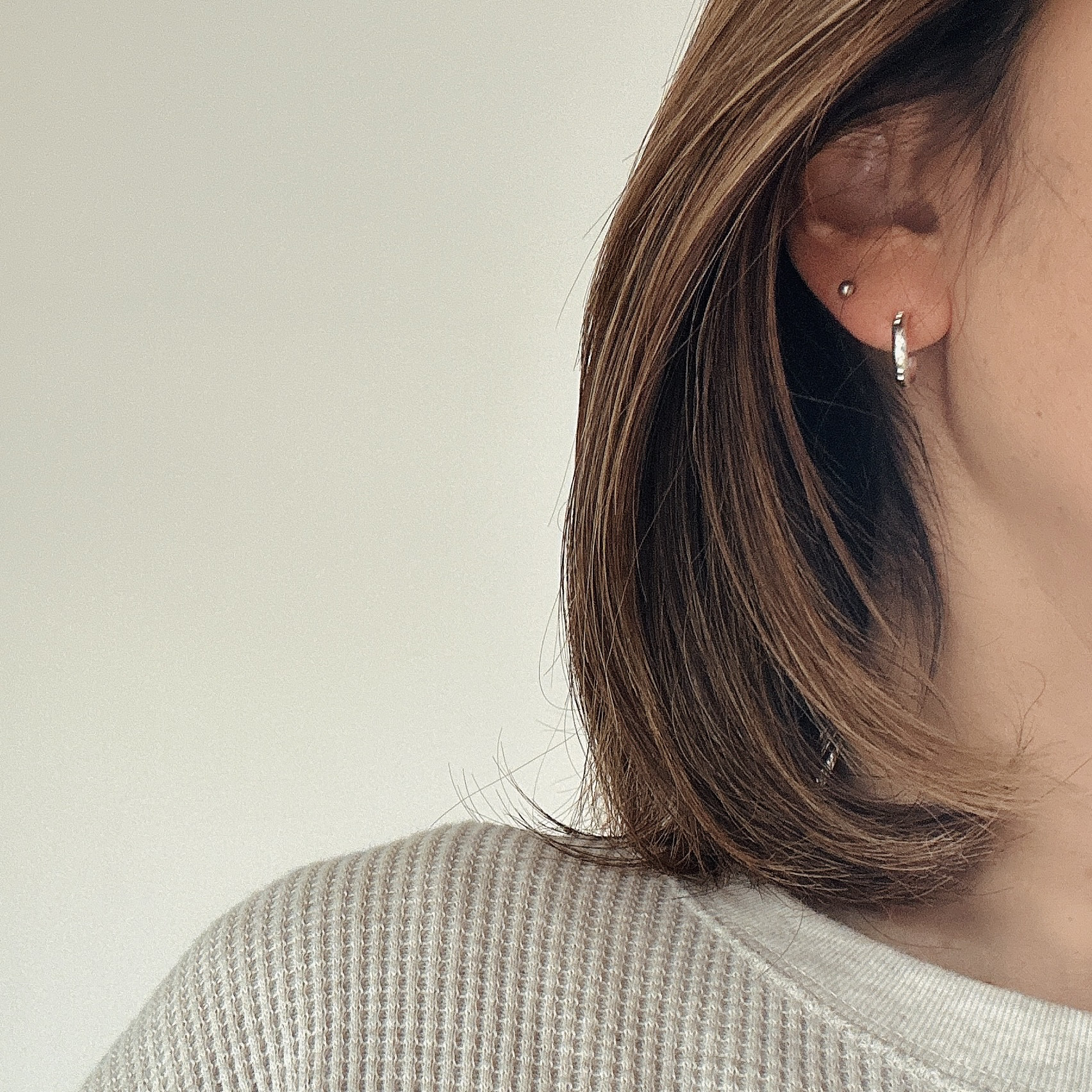 スタンプワークフープピアスS彫金シルバー950刻印-hoshi-