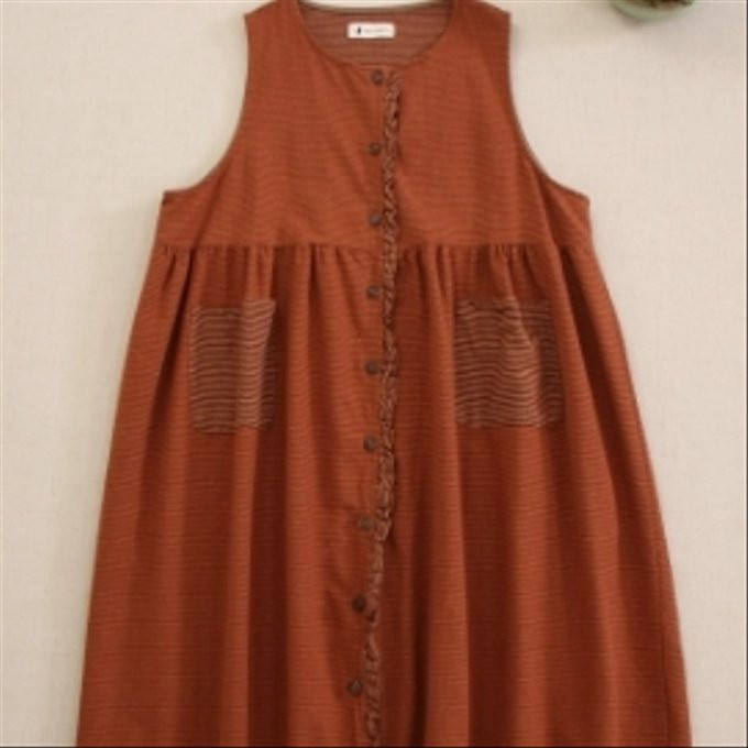 秋のヴィンテージ 丸襟 ベストスカート ゆったり ベストスカート