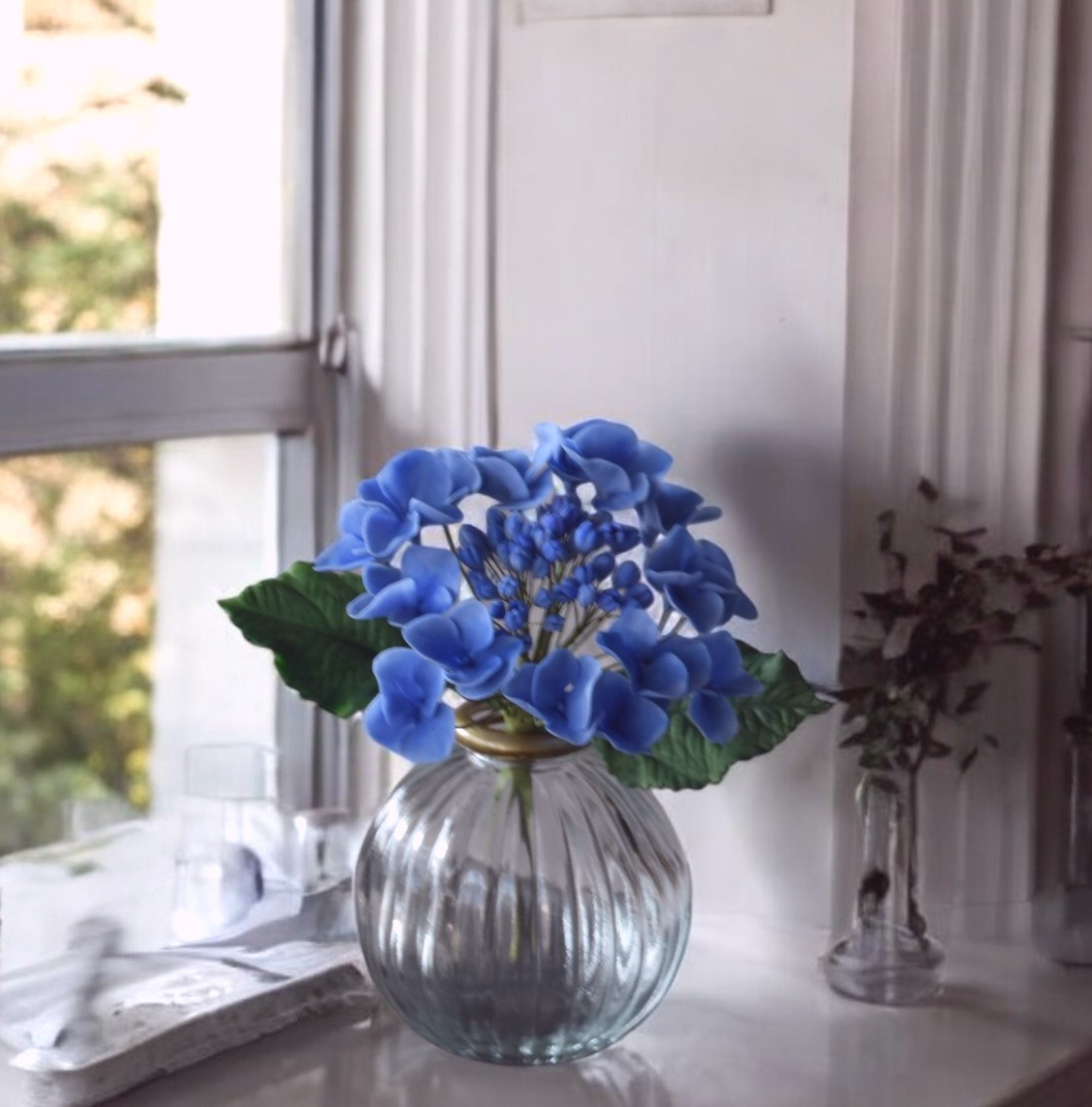 ◆粘土のお花◆ 紫陽花　ガクアジサイ　ブルー…A1167