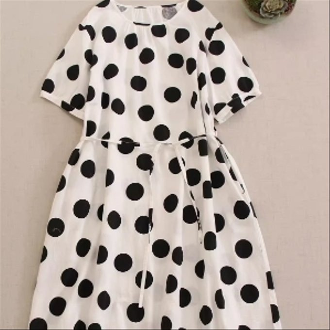 ヴィンテージネック 半袖 ワンピース ゆったり スカート