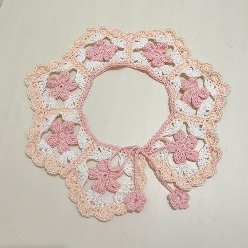 sakura collar / 桜 つけ襟 キッズベビー かぎ針編み お花モチーフ