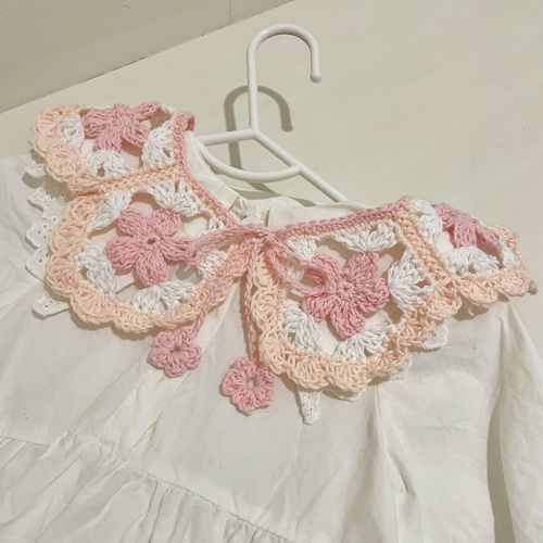 sakura collar / 桜 つけ襟 キッズベビー かぎ針編み お花モチーフ