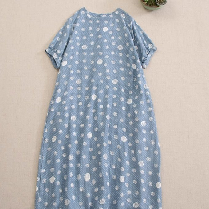 プリント 半袖のゆったり とした ワンピース