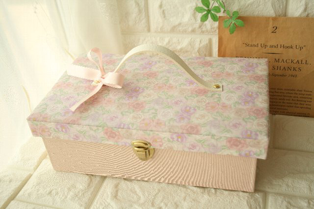 裁縫箱　Lサイズ　ソーイングボックス　アクセサリーボックス　リバティ生地使用　コベントガーデン