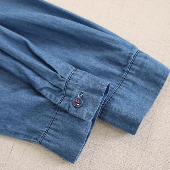 春の新型 レトロ デニム 長袖 ワンピース ゆったり ロングスカート