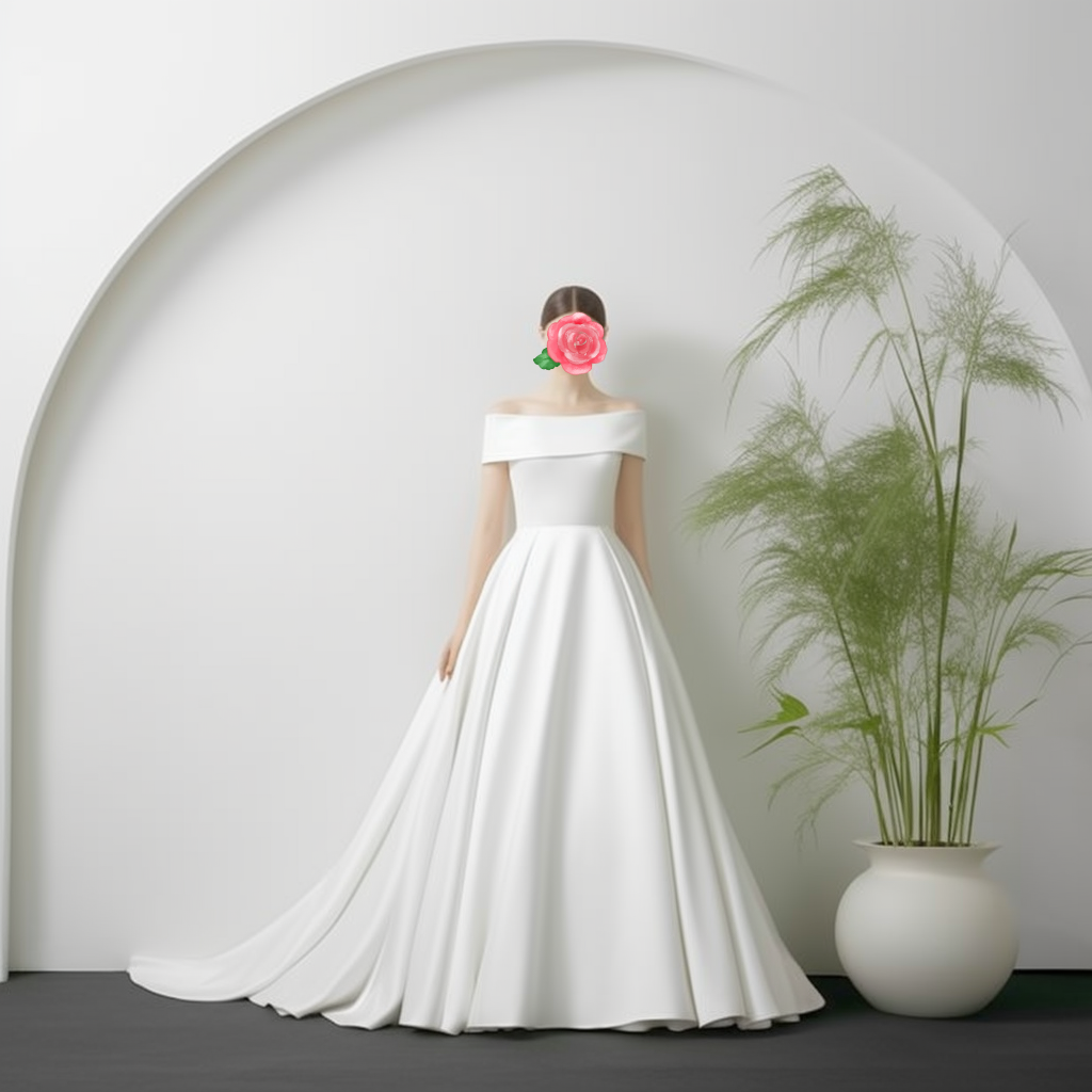 高級ウエディングドレス　ロールカラー　カジュアル 　100ｃｍトレーン　結婚式　前撮り　二次会　結婚式 披露宴