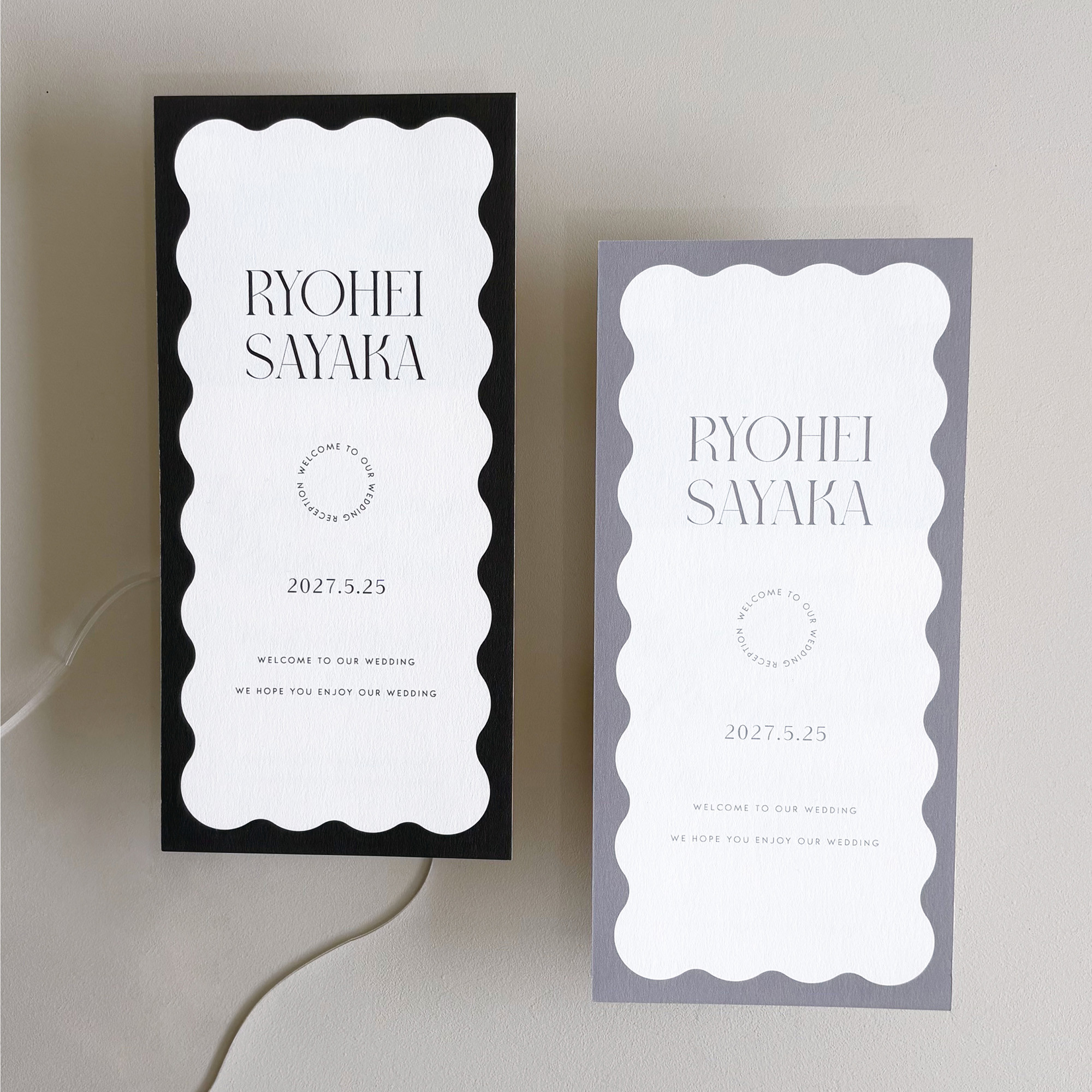 席次表 三つ折り 結婚式用 | メニュー表付き シンプル おしゃれ プロフィールブック | Wavy T