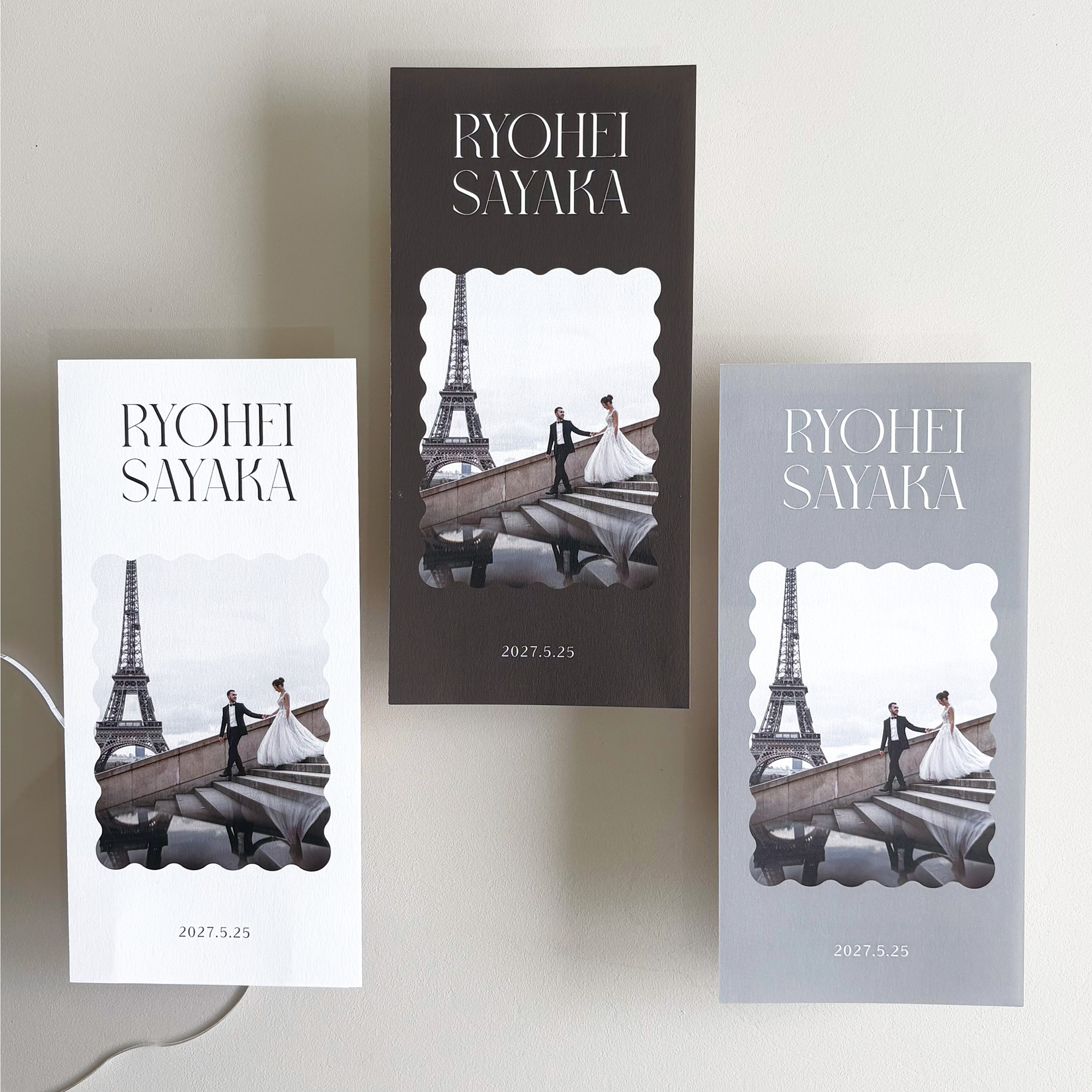 席次表 三つ折り 結婚式用 | メニュー表付き シンプル おしゃれ プロフィールブック | Wavy P