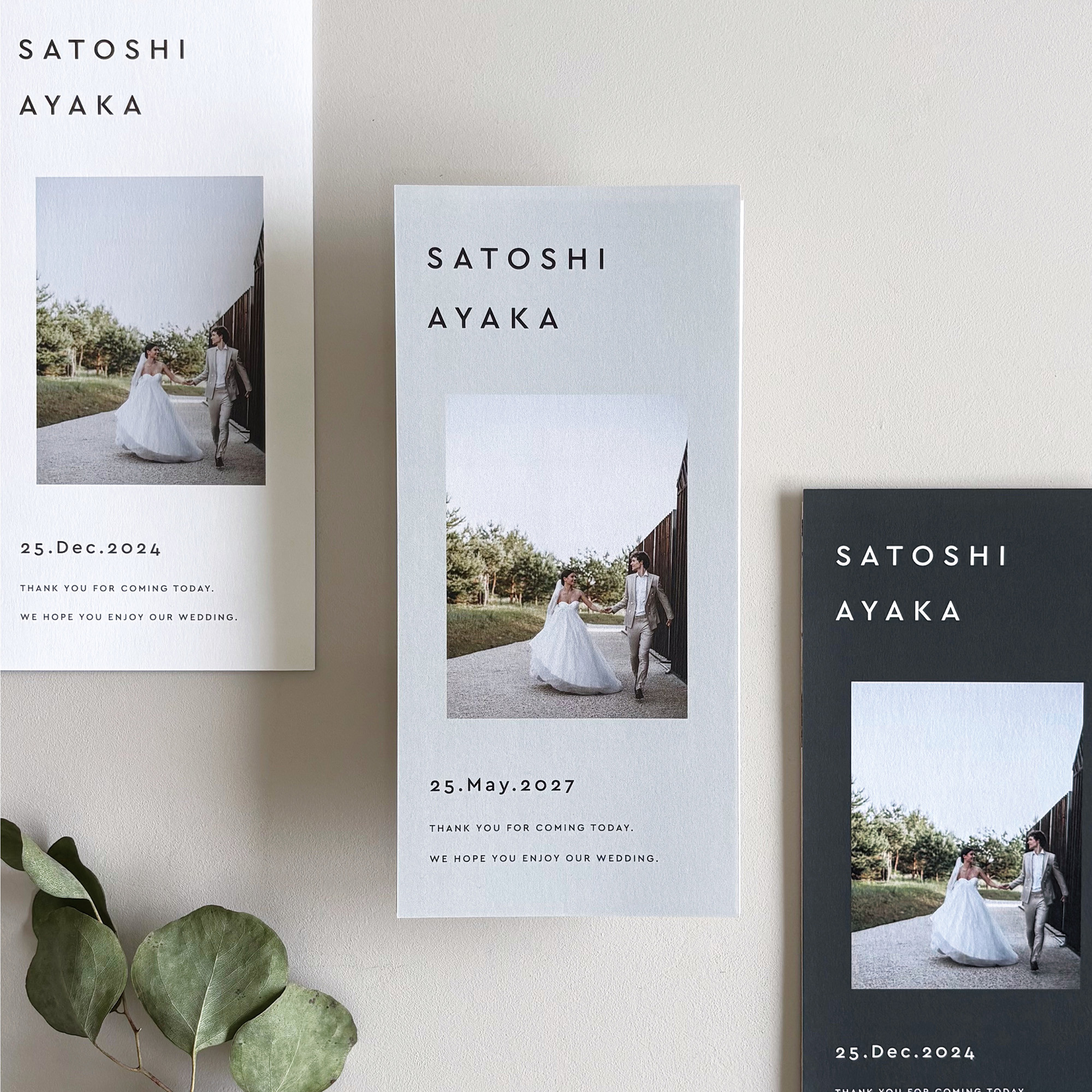 席次表 三つ折り 結婚式用 | メニュー表付き シンプル おしゃれ プロフィールブック | Minimal P