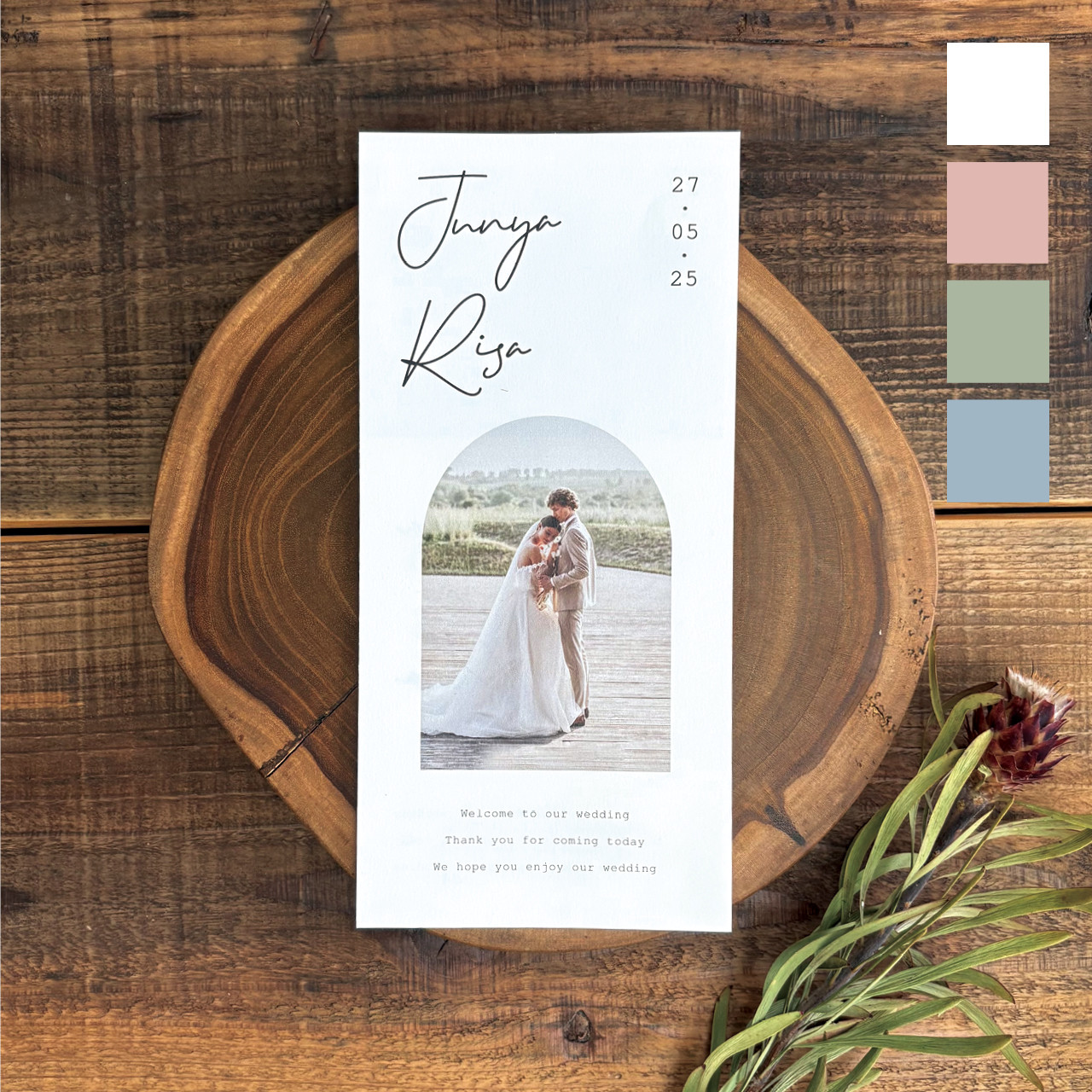 席次表 三つ折り 結婚式用 | メニュー表付き シンプル おしゃれ プロフィールブック | Fluffy P