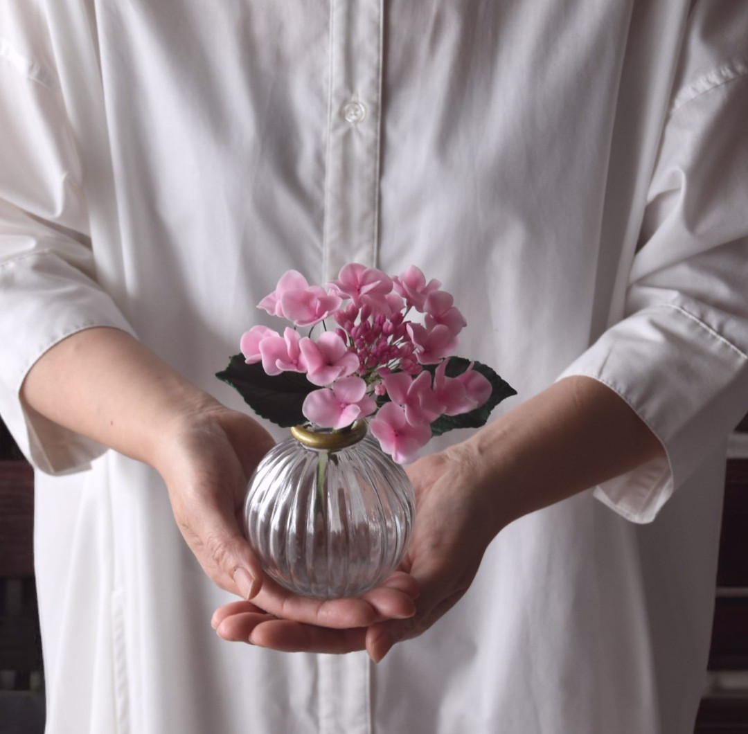 ◆粘土のお花◆ 紫陽花　ガクアジサイ　ライトピンク…A1168