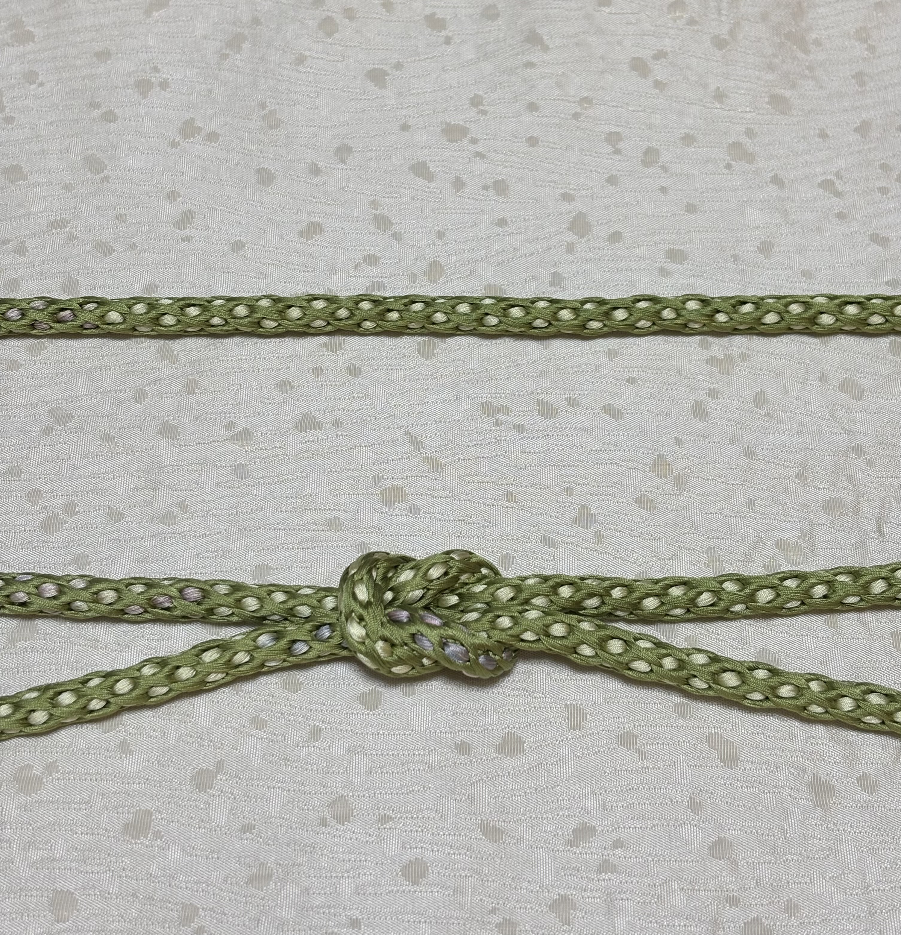 手組み組紐　帯締め「蛇籠　菜の花」