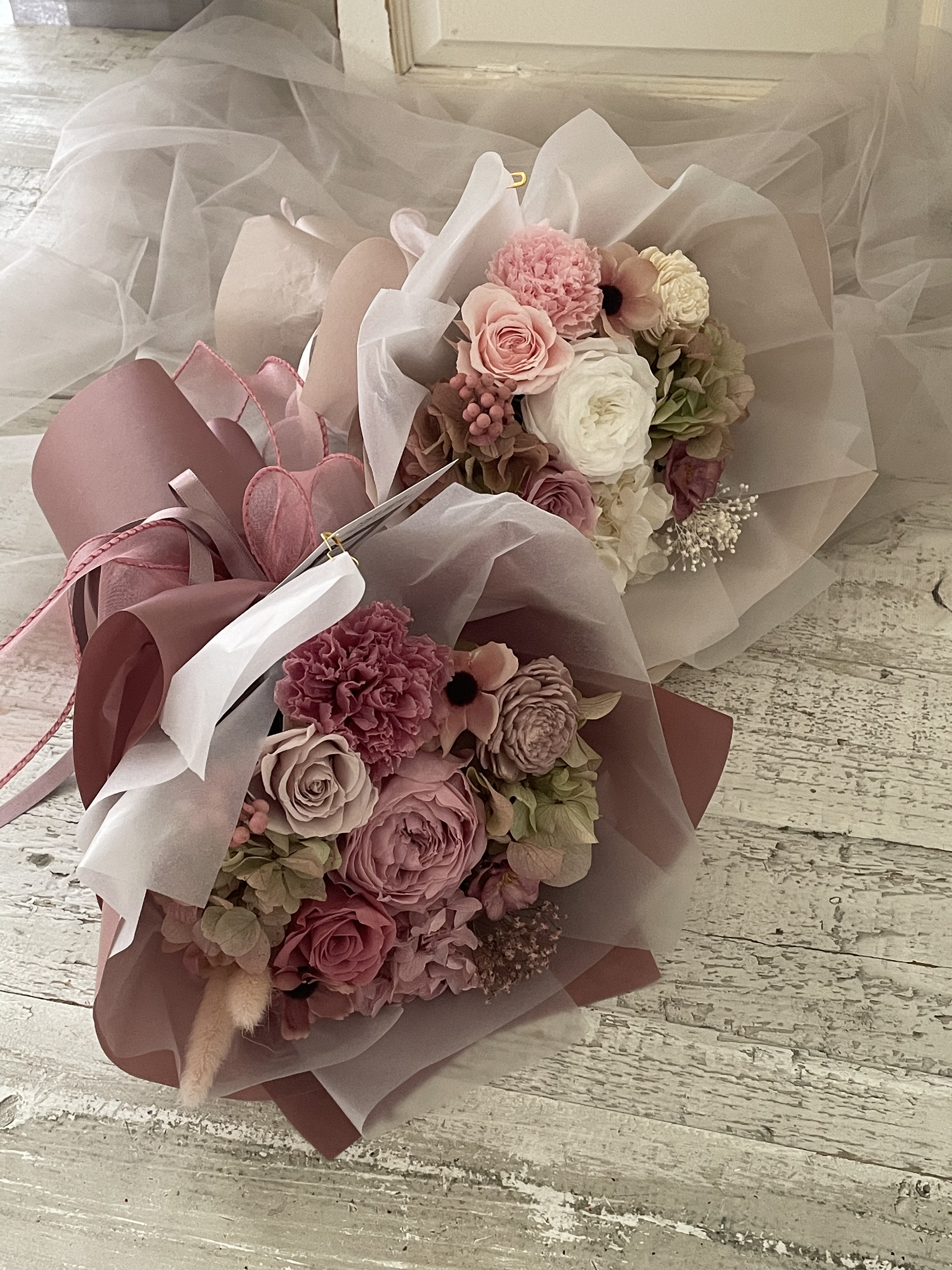 pink 花束　プリザーブドフラワー　プリザーブド花束　韓国風ラッピング　卒業式　送別　誕生日　記念日　サプライズ