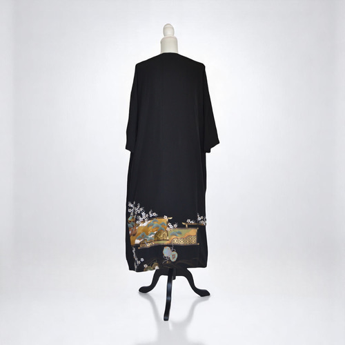 3XL ,着物リメイク,上品ワンピース, 黒留袖リメイク ワンピース, ,上品