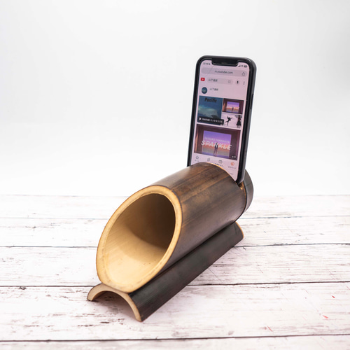 竹のスピーカー（スマホ用） スマホスタンド・スマホスピーカー