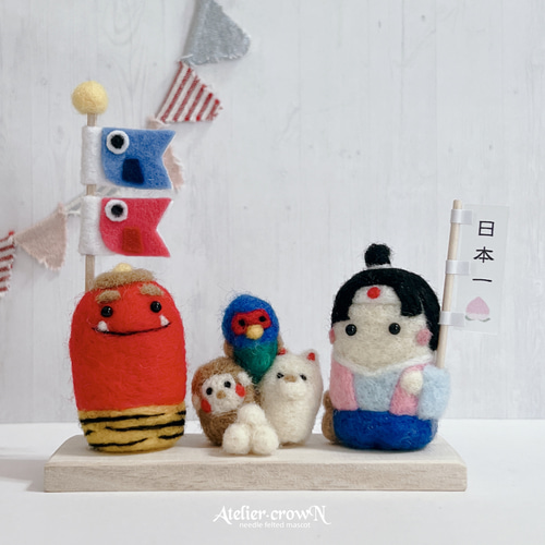 受注制作（こどもの日プレート╱桃太郎）五月人形 羊毛フェルト
