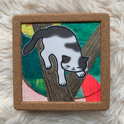 猫　コラージュ　絵画　アート コラージュ猫 絵画 イラスト ドローイング - メルカリ