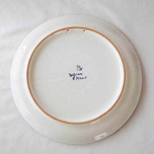 絵皿 26cm マヨリカ焼き コバルトブルー イタリア陶器 GEO049 大皿