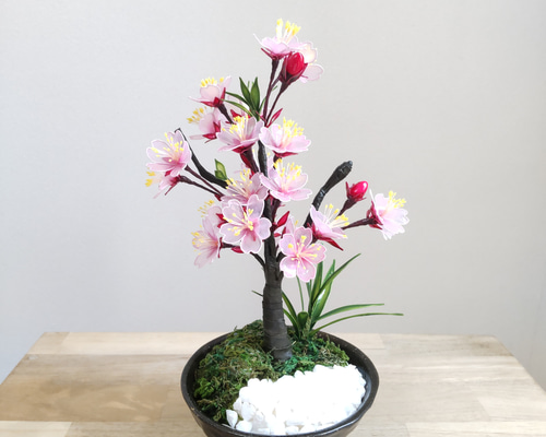 桜♡ミニ盆栽♡桜アレンジ♡枯れない♡ディップアート