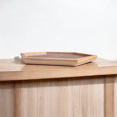 六角組子おぼん(ポリプレート付き)＊秋田杉 ヒバ お盆・トレイ funny