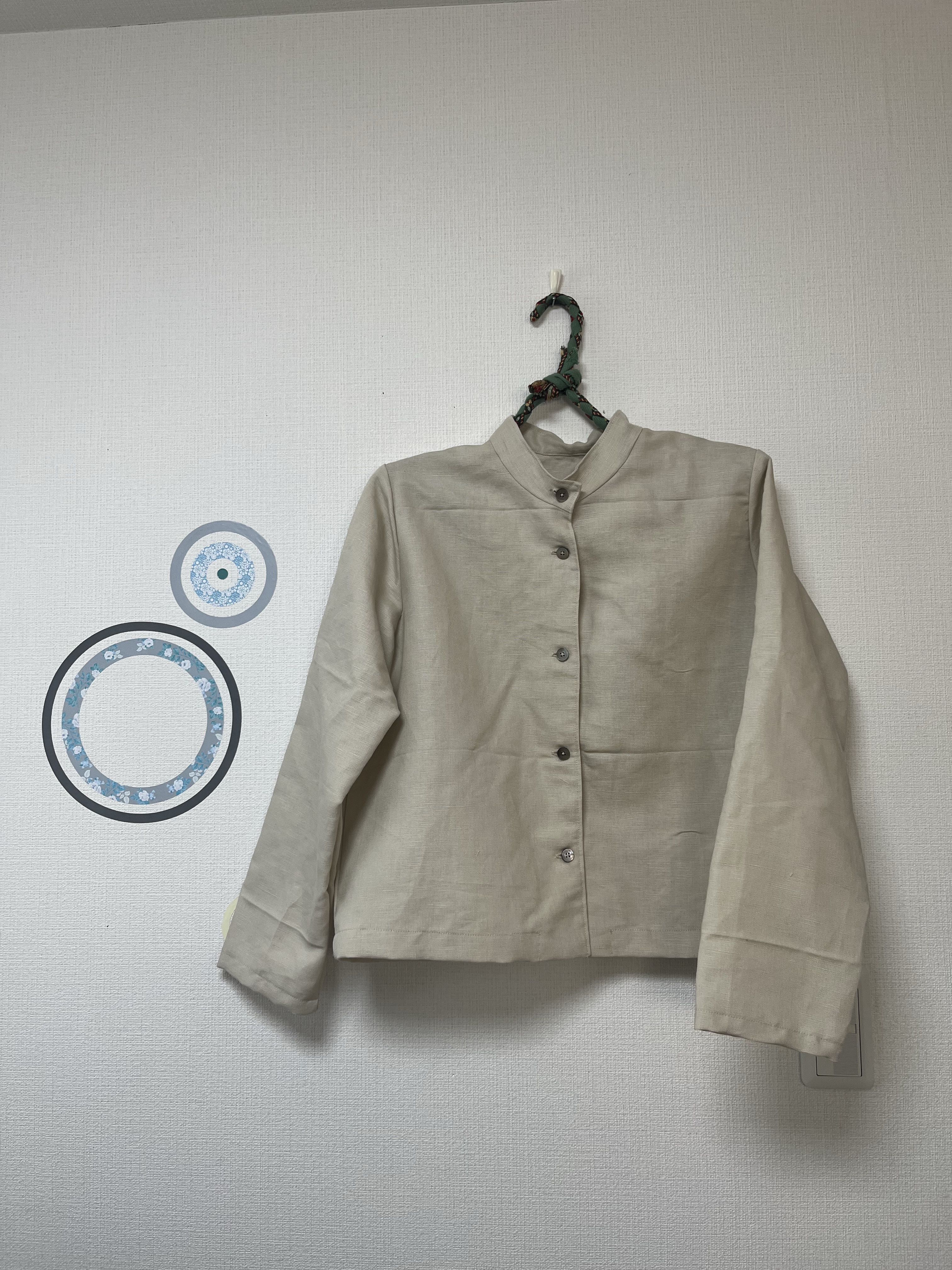 バンドカラージャケット　オーガニックコットン　アイボリー