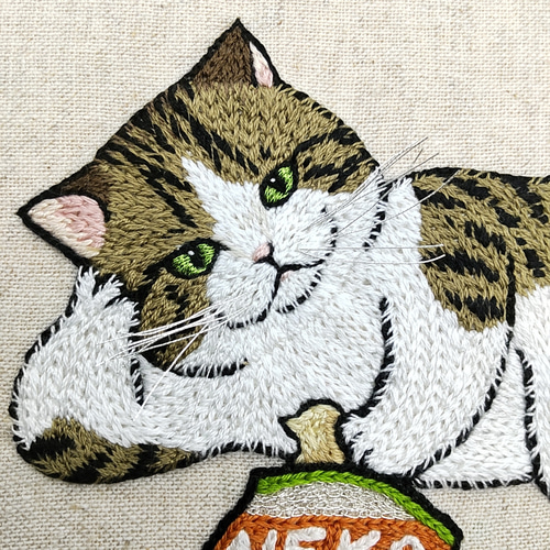 刺繍絵「寝子」 絵画 ポコルテ ポコチル 通販 19099618｜Creema