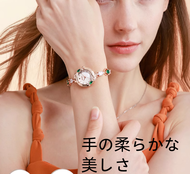 新しいスタイリッシュな小さな文字盤クリスタルブレスレットグリーンの女性時計ファッション防水ナイトライトレディース時計