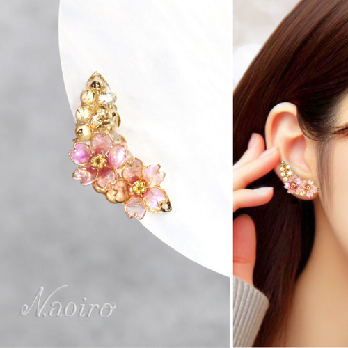 桜のイヤークリップ イヤリング・ノンホールピアス N.aoiro