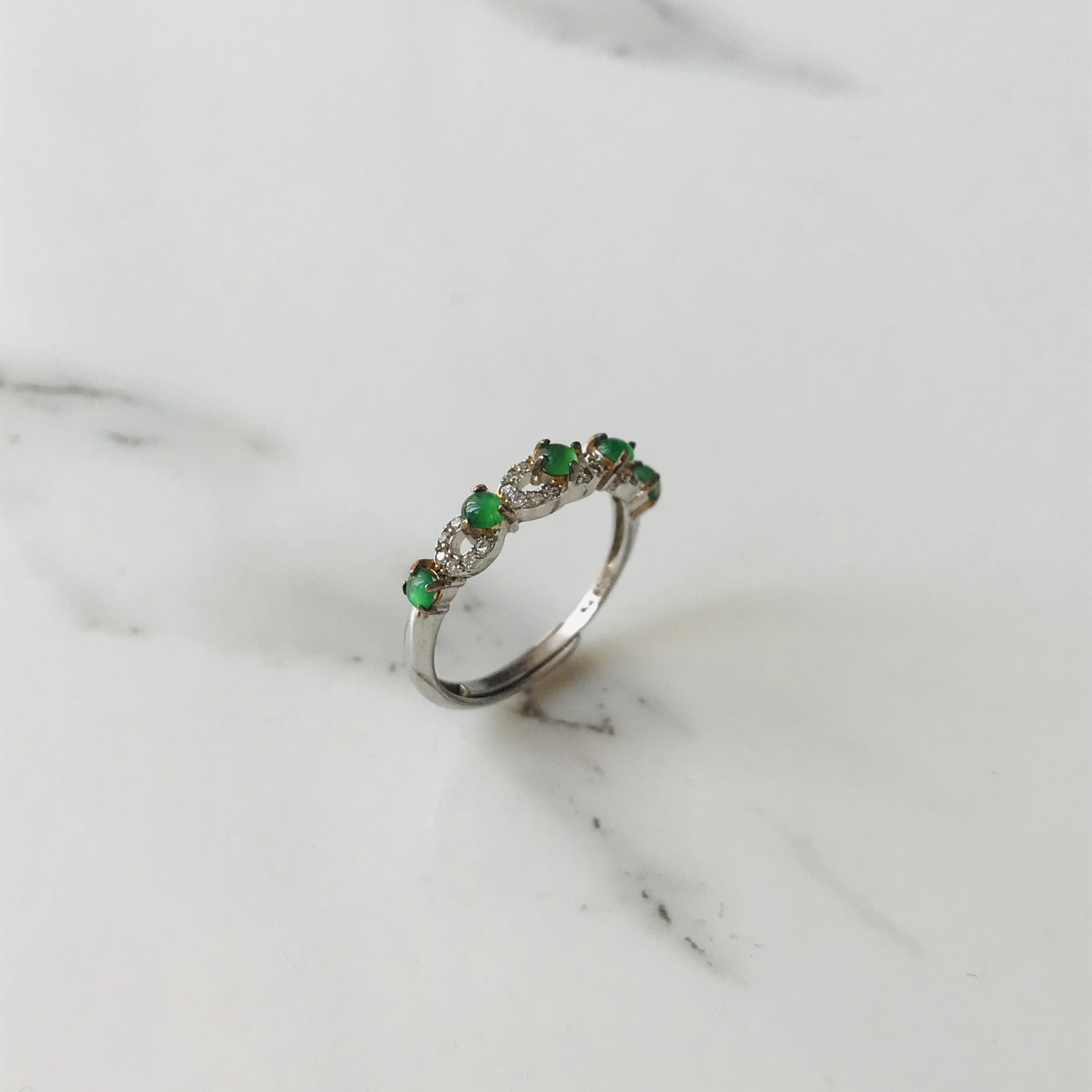 [R100-056］ ジェイド　JADE ヒスイ　本翡翠　リング　天然石　グアテマラ産　指輪　sv925