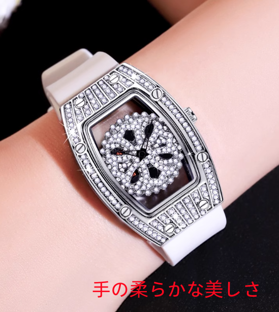 純正品の新型ファッション満天星満ドリルレディース腕時計アイデア透かしダイヤルはシリコン時計を動かしている
