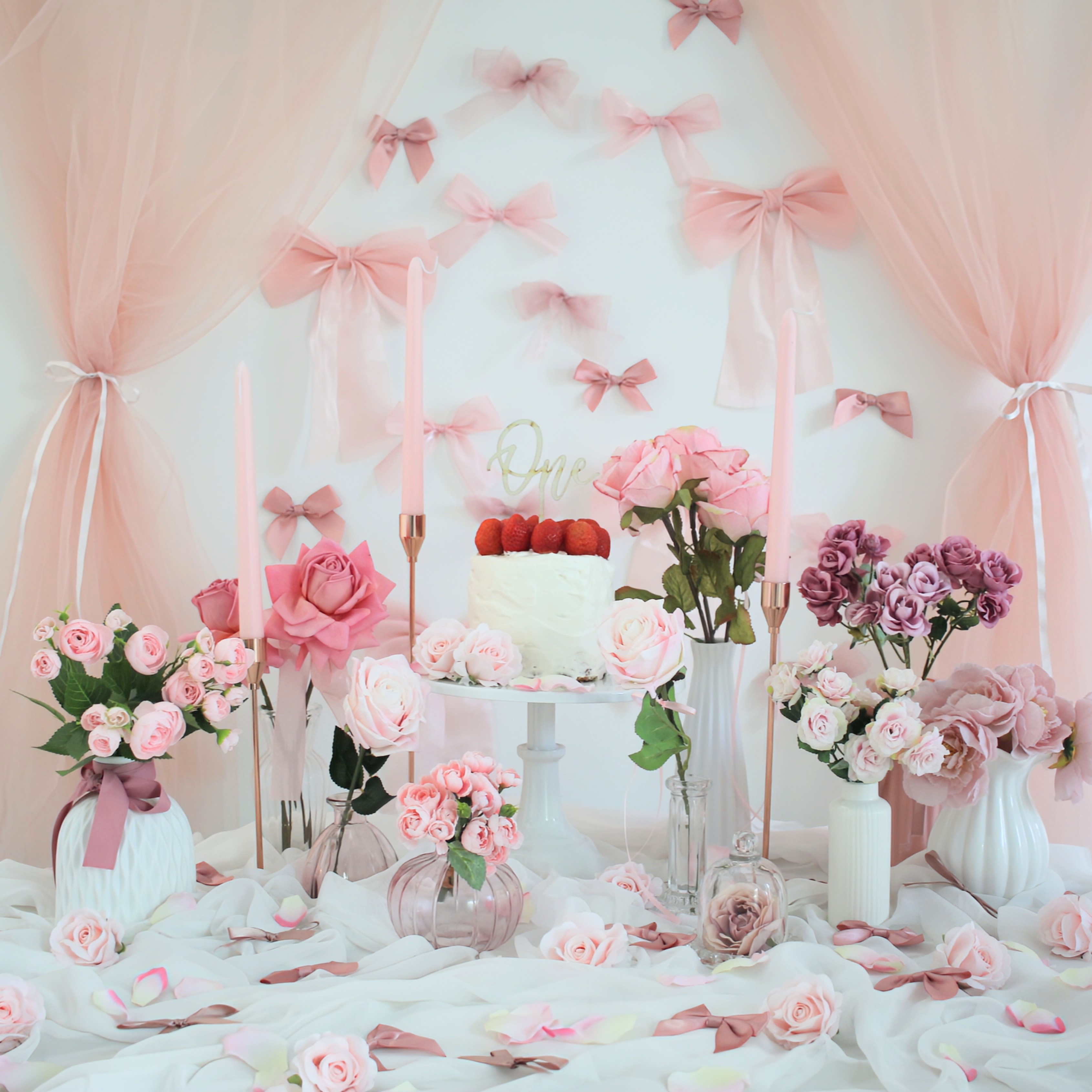 【PINK】レンタルおうちスタジオ(3泊4日)ファーストバースデー　ハーフバースデー　100日祝い