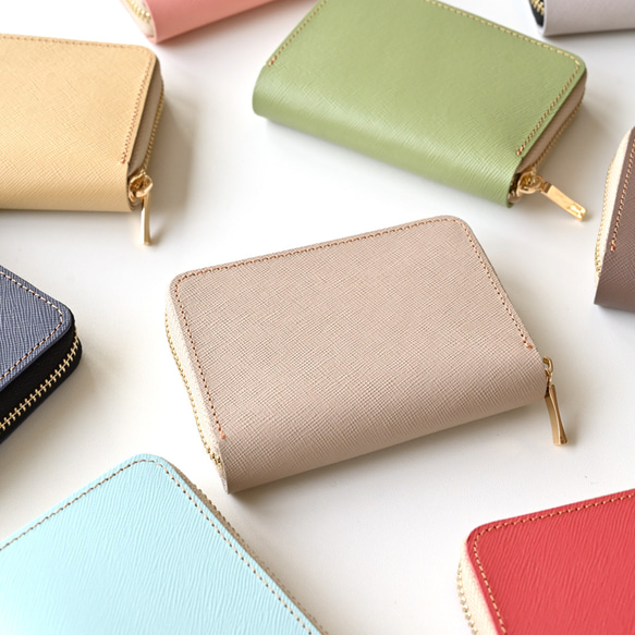 お札が折れない コンパクトウォレット 【 サフィアーノレザー 】 本革 ミニ財布 プレゼント HN05K 13枚目の画像