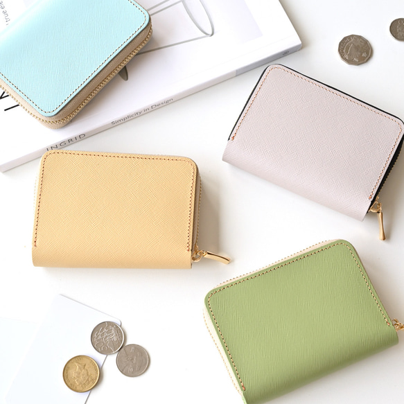 お札が折れない コンパクトウォレット 【 サフィアーノレザー 】 本革 ミニ財布 プレゼント HN05K 12枚目の画像