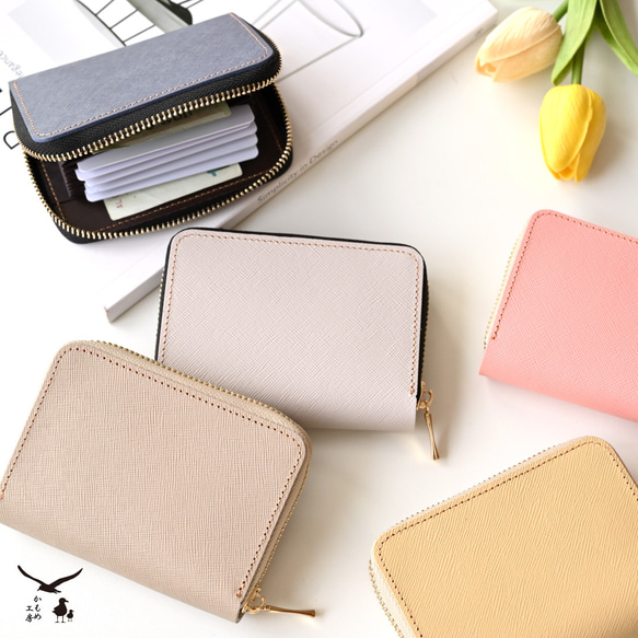 お札が折れない コンパクトウォレット 【 サフィアーノレザー 】 本革 ミニ財布 プレゼント HN05K 1枚目の画像