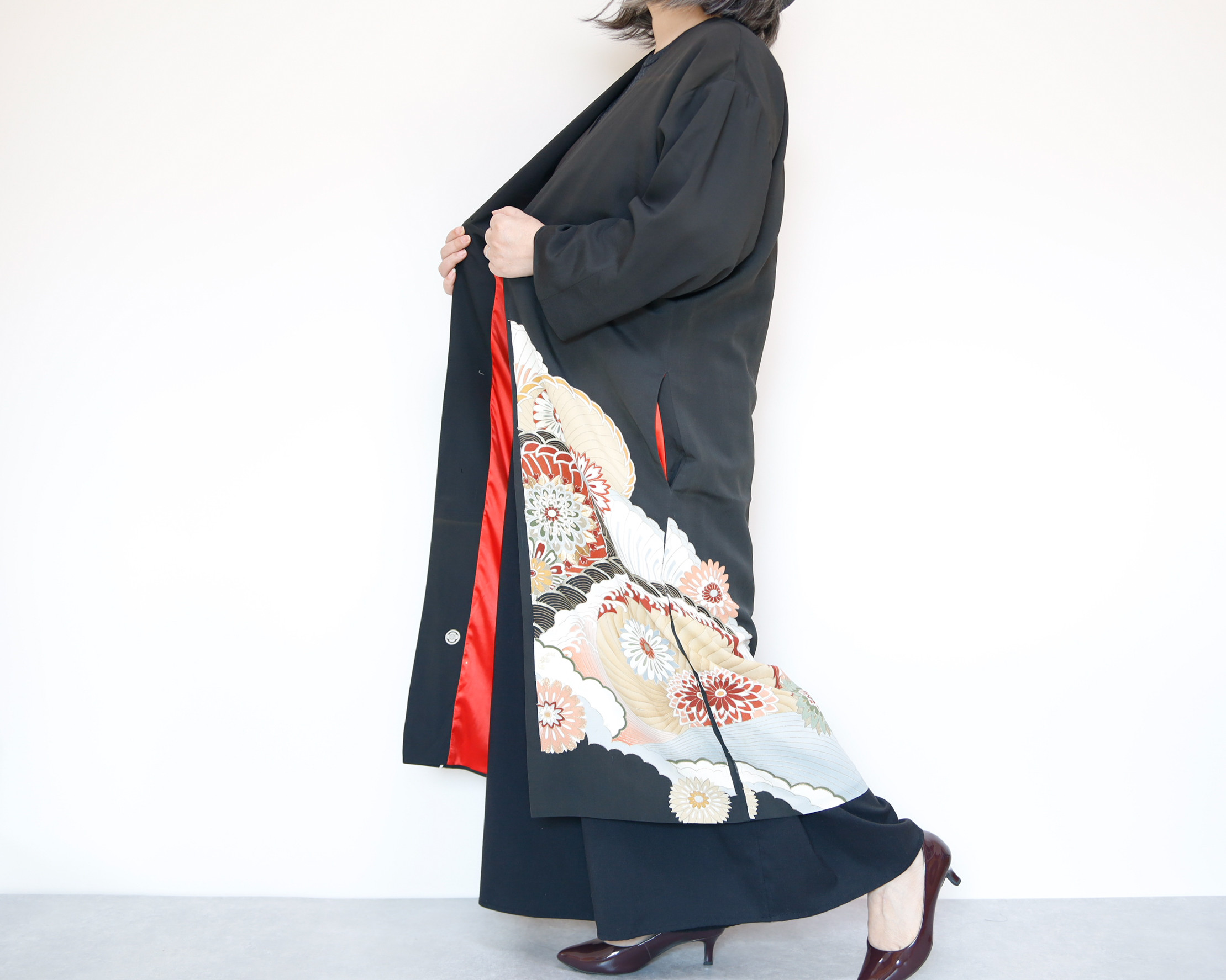 【１点もの】KIMONO Gown Coat -留袖を使ったロングガウンジャケット  着物リメイク