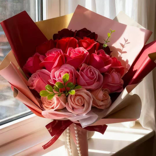 バラ　バラの花束　装飾　人工フラワー　造花　バレンタイン　母の日　　誕生日 Amazon｜ソープフラワー ローズブーケ 母の日 プレゼント 造花 花束 花