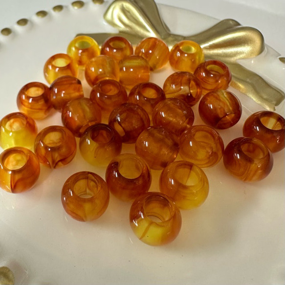 べっ甲 琥珀風 大穴 アクリル ビーズ 11枚目の画像