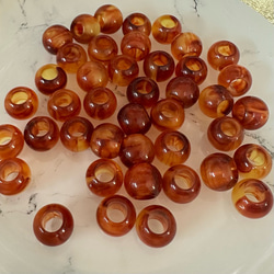 べっ甲 琥珀風 大穴 アクリル ビーズ 13枚目の画像