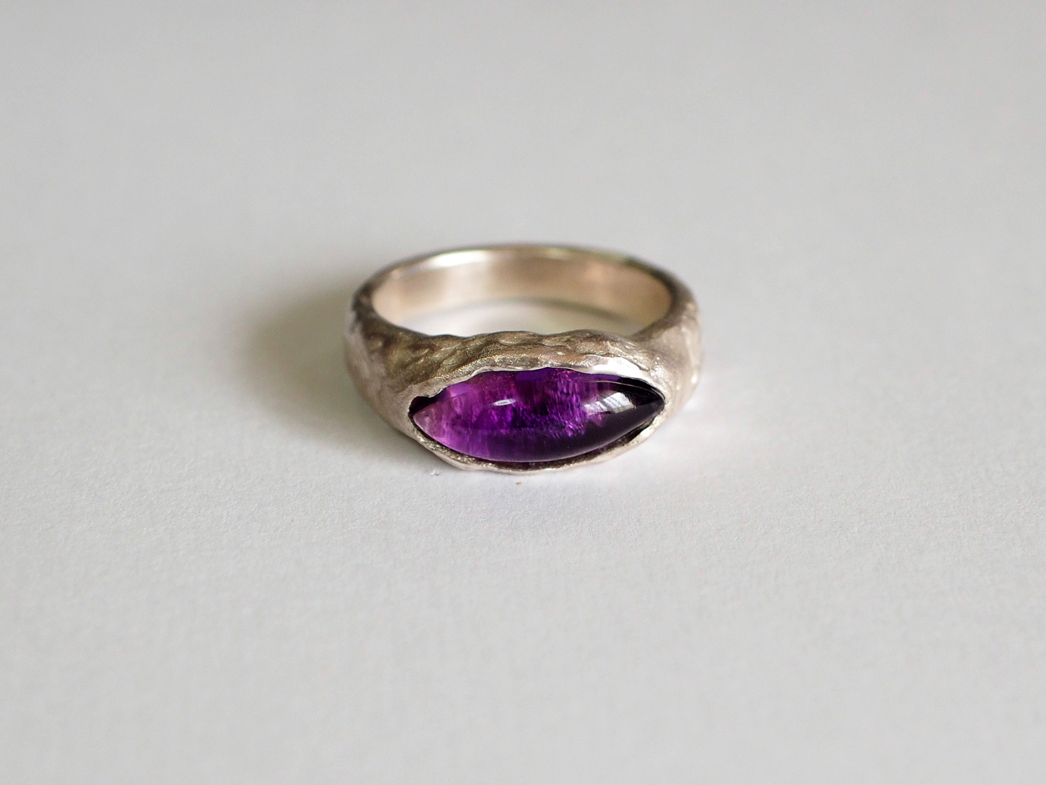 15x7mmアメジスト艶消しシルバーリング