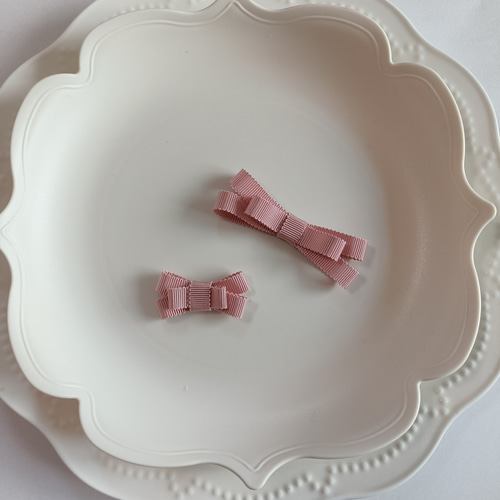 ❁親子でお揃い2個セット❁トリプルリボンのヘアゴム+ヘアクリップ（or