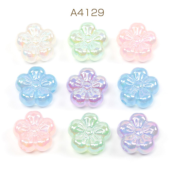 A4129 12個 アクリルパーツ 桜 フラワー オーロラ DIY 可愛い 約23mm