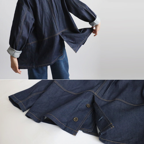 ハリウッドランチマーケット　デニムテーラードジャケット　インディゴ　コットン　M インディゴモールスキン ビックポケット シャツジャケット