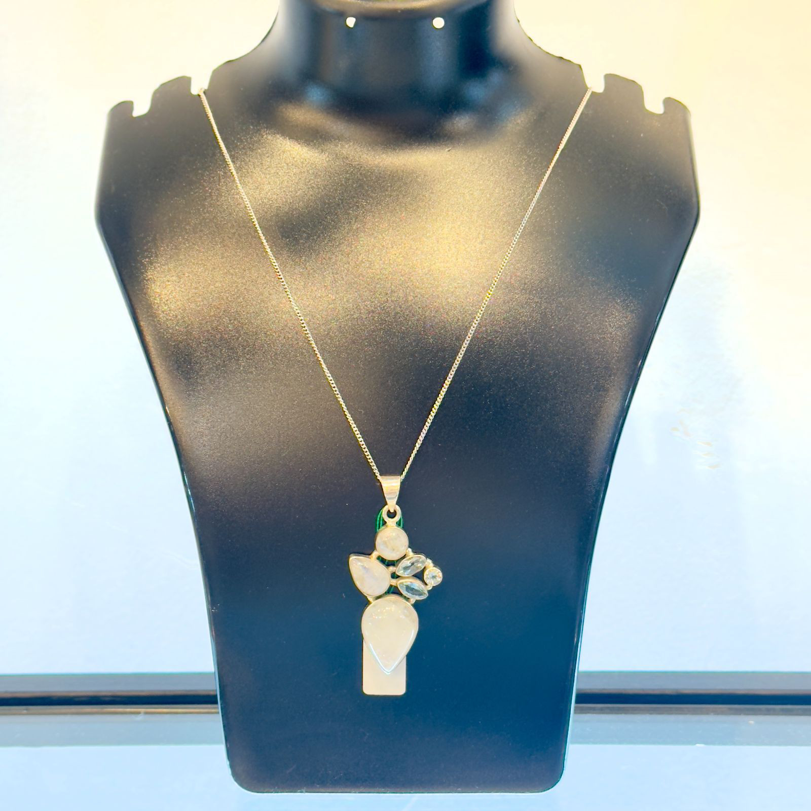 ブルームーンストーン ペンダント シルバー925 ブローチ レディース ヴィンテージ １点もの ネックレス