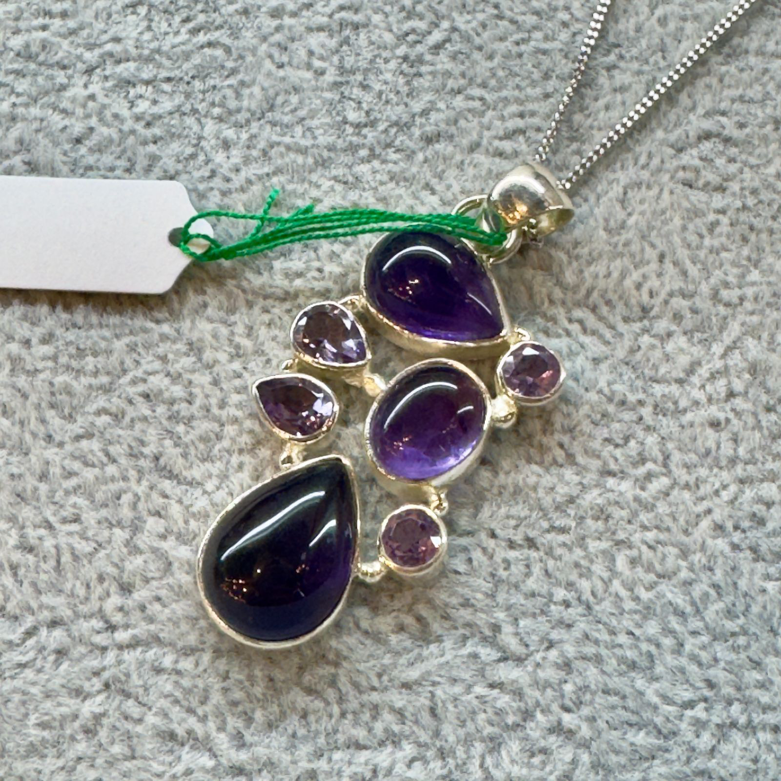 アメジスト しずく型 ペンダント シルバー925 ブローチ レディース ヴィンテージ １点もの ネックレス